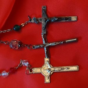 3 Catholic Rosary Style Necklaces lot